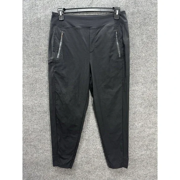 Athleta Trekkie North High Rise Jogger Pants Womens 10 Black Pull On Zip Pockets - Picture 2 of 11